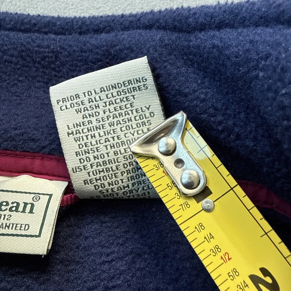 VTG LL Bean‎ Fleece Jacket Womens Petite Small Navy Full Zip Polartec Boxy Cozy